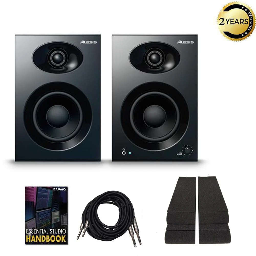 Alesis Elevate 4 4-Inch Powered Active Studio Monitor Speakers with Isolation Pads, Cables, and Ebook - Pair