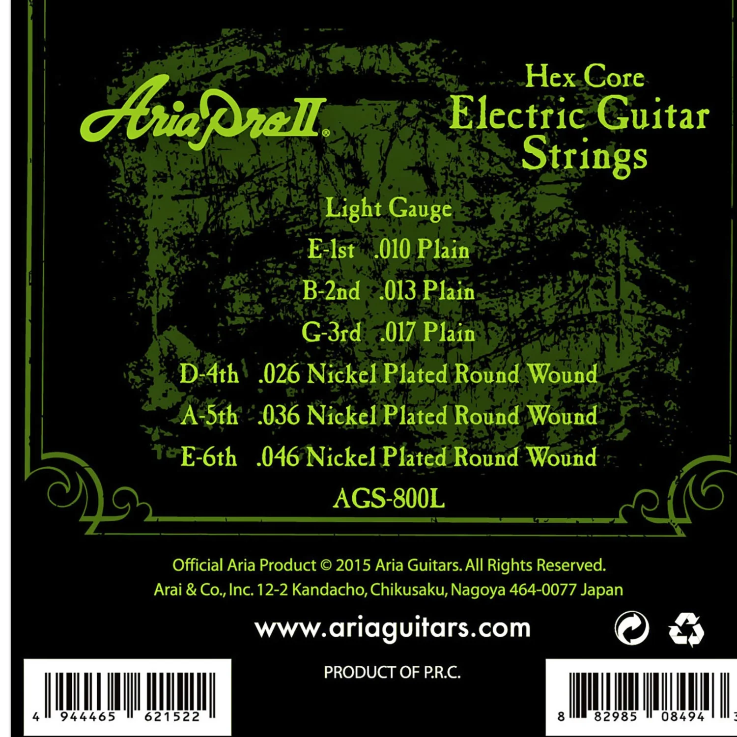 Aria AGS-800 Nickel Plated Round Wound Electric Guitar String - Image 3