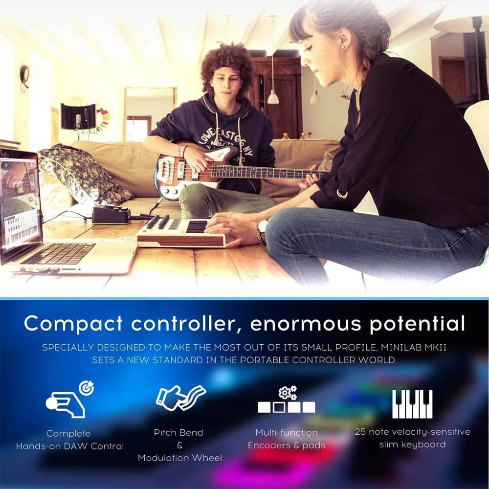 Arturia Minilab MKII 25 Slim-key Midi Keyboard - White- Open Box - Image 5