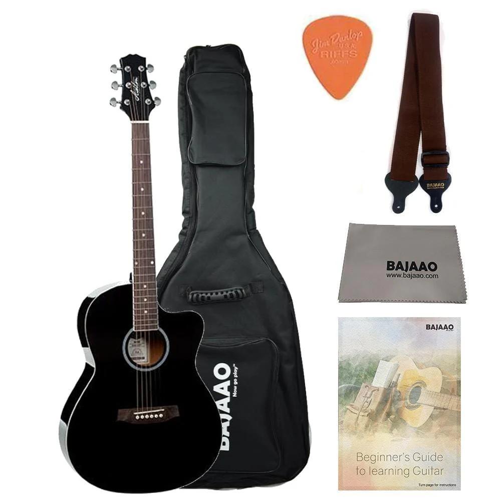 Ashton D10C 39-inch Cutaway Acoustic Guitar with Gigbag, Picks, Strap, Cloth & Ebook
