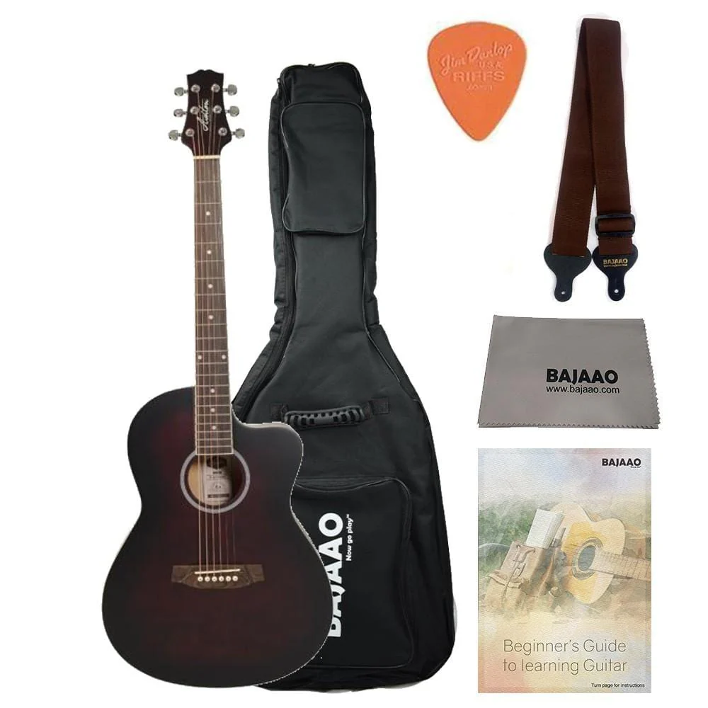 Ashton D10C 39-inch Cutaway Acoustic Guitar with Gigbag, Picks, Strap, Cloth & Ebook - Image 9