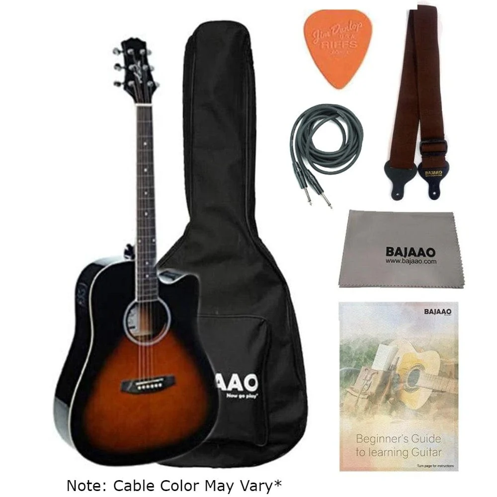 Ashton D20CEQ Dreadnought 41-Inch Cutaway Electro-Acoustic Guitar With Gigbag, Picks, Strap, Cloth, Cable & Ebook - Image 4