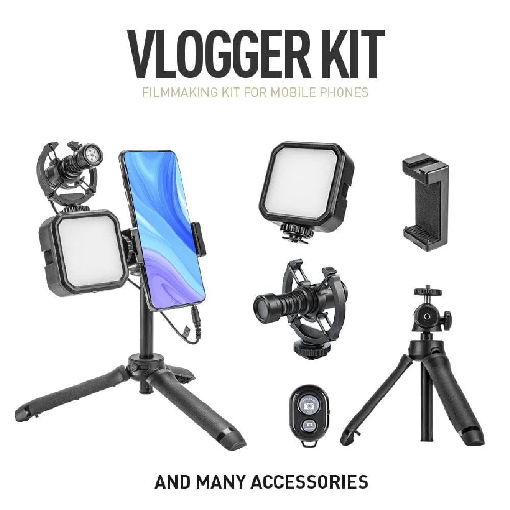 Audio Array AM-C18 Omnidirectional Condenser Shotgun Microphone kit with 3.5mm Connector with Led & Tripod for Smartphone - Image 3