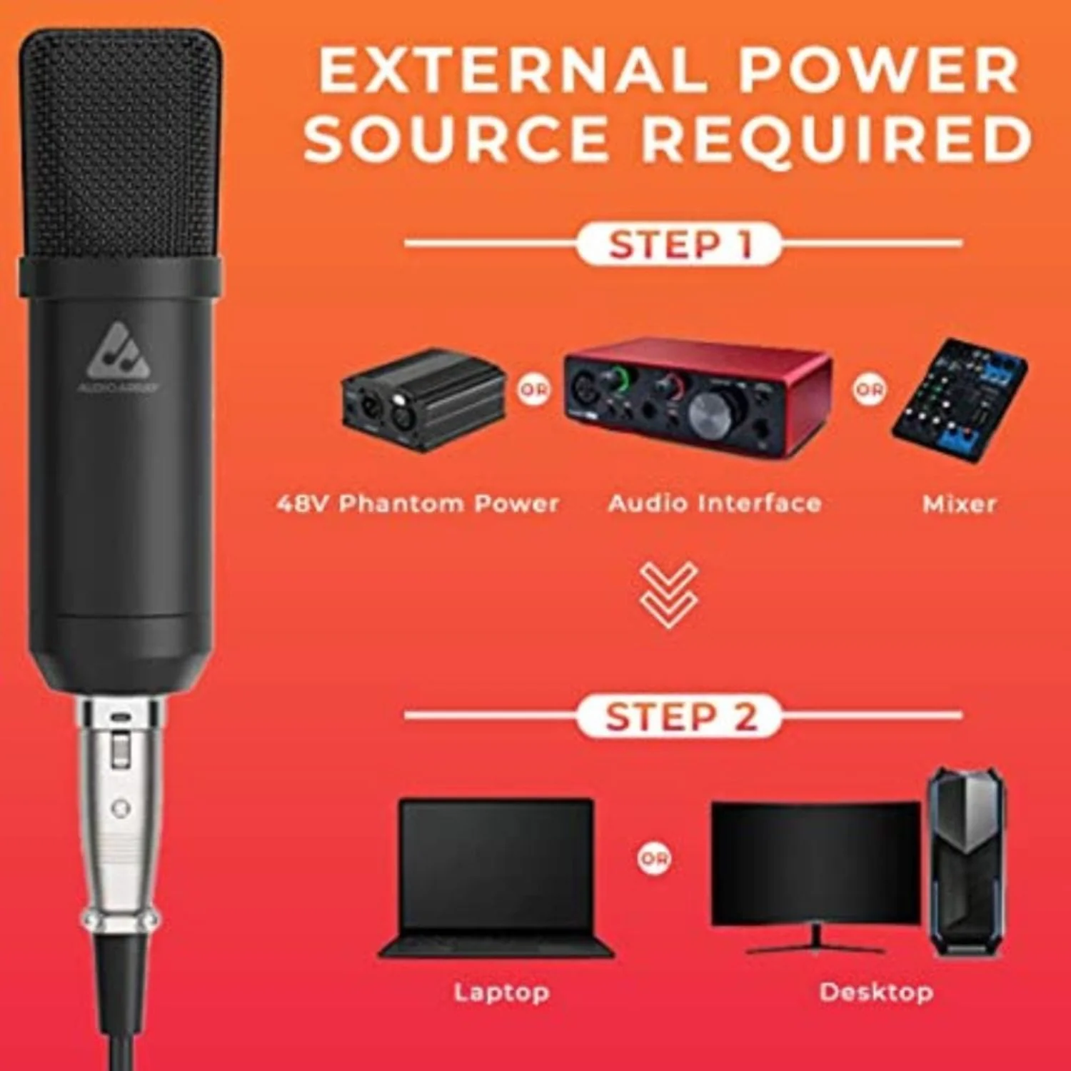 Audio Array AM-C2 XLR Condenser Microphone Kit with Pro Boom Arm - Image 6