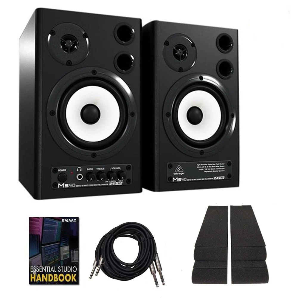 Behringer MS40 Digital Monitor Speakers System with Isolation Pads, Cables, and Ebook - Pair