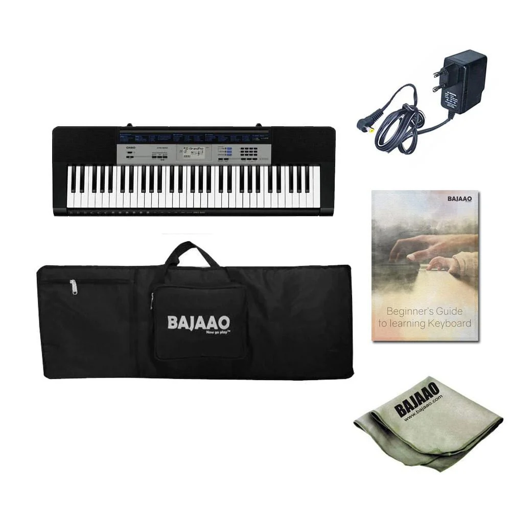 Casio CTK 1550 61 Key Standard Portable Keyboard With Power Adapter, Gigbag, Cloth & Ebook