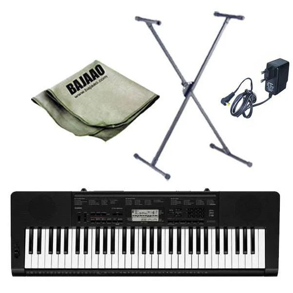 Casio CTK-3200 61-Key Portable Keyboard with Stand, Polishing Cloth and Power Adapter
