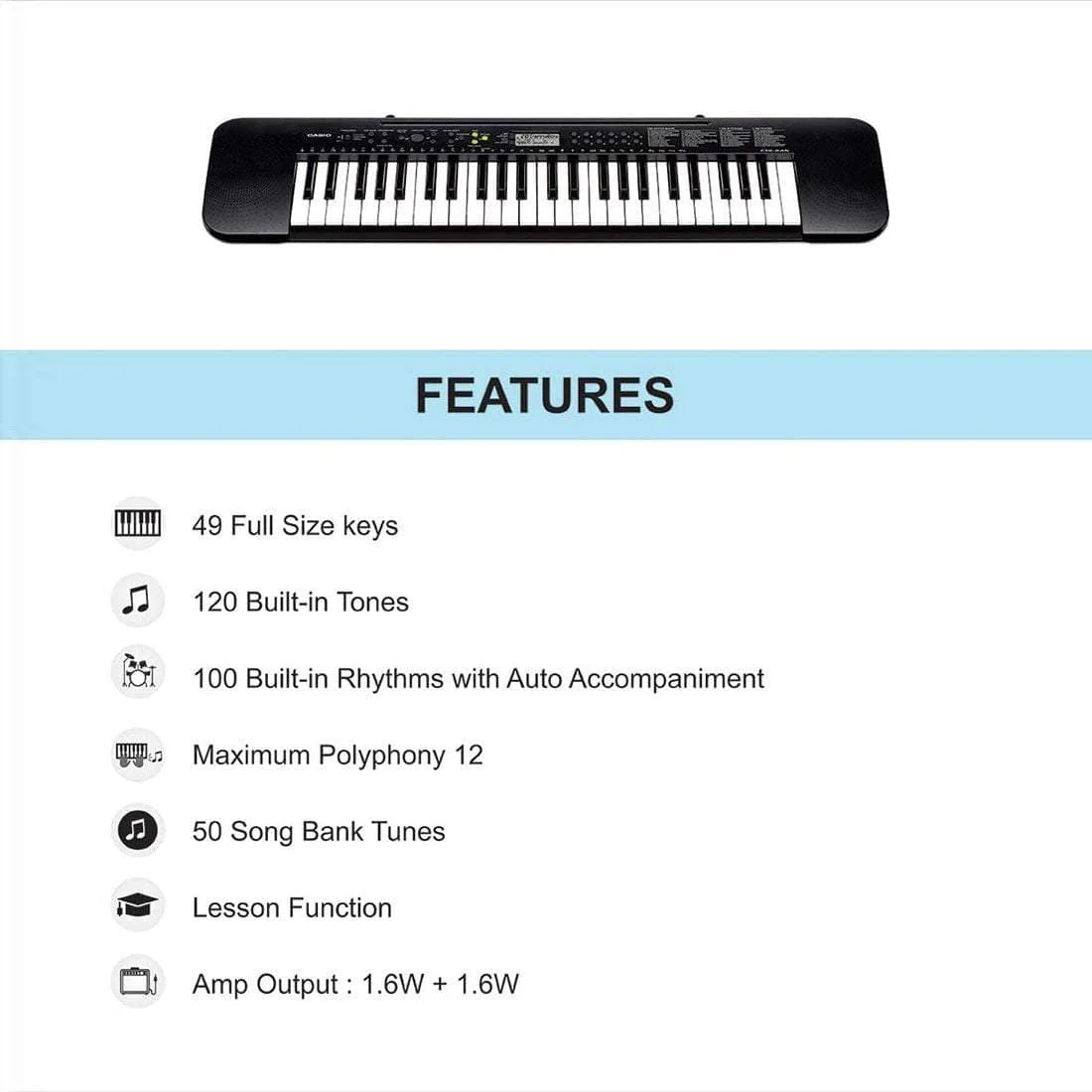 Casio CTK245 Musical Keyboard with Stand, Gigbag, Polishing Cloth and Power Adapter - Image 2
