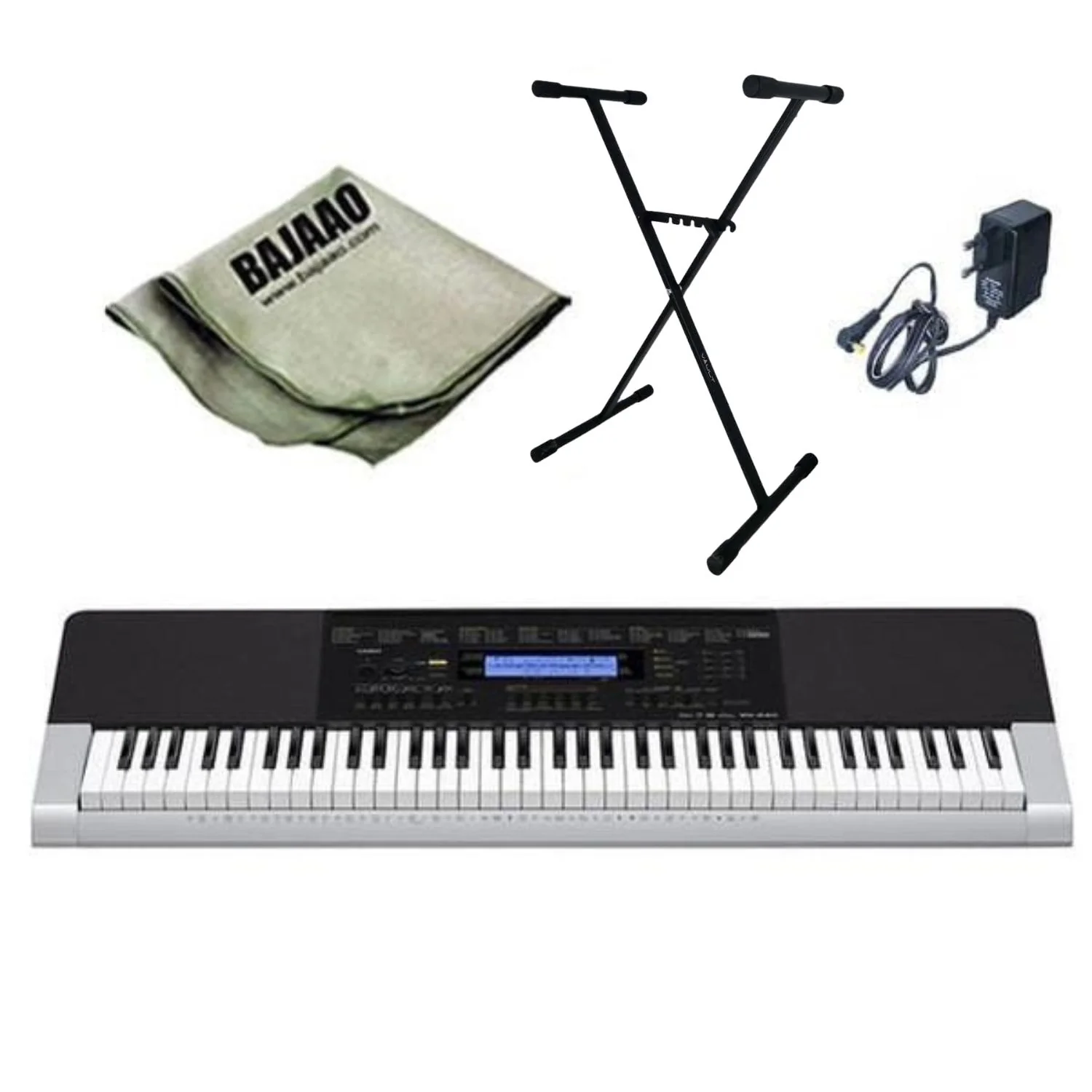 Casio WK-240 Keyboard with Stand, Polishing Cloth and Power Adapter