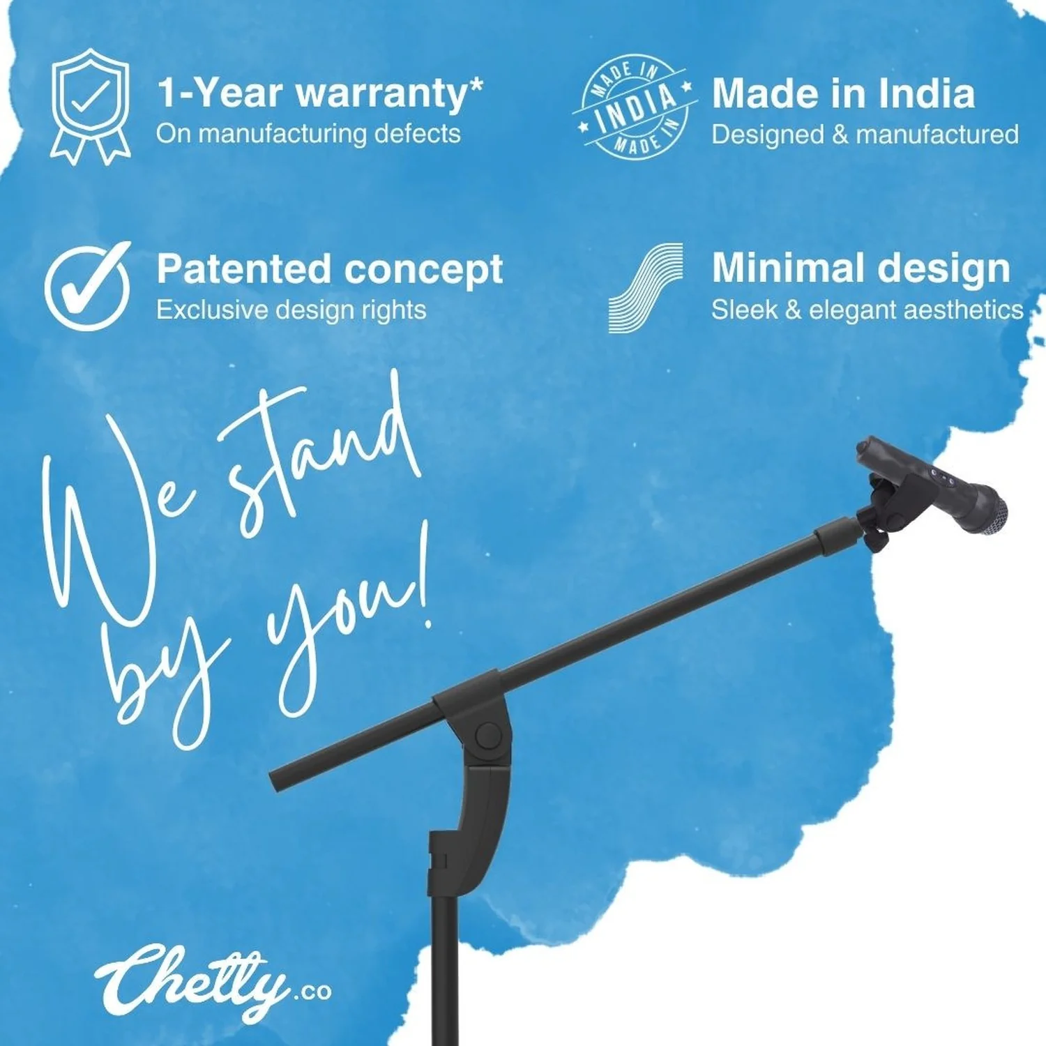 Chetty MT11 Tripod Microphone Stand with Telescopic Boom Arm - Image 5