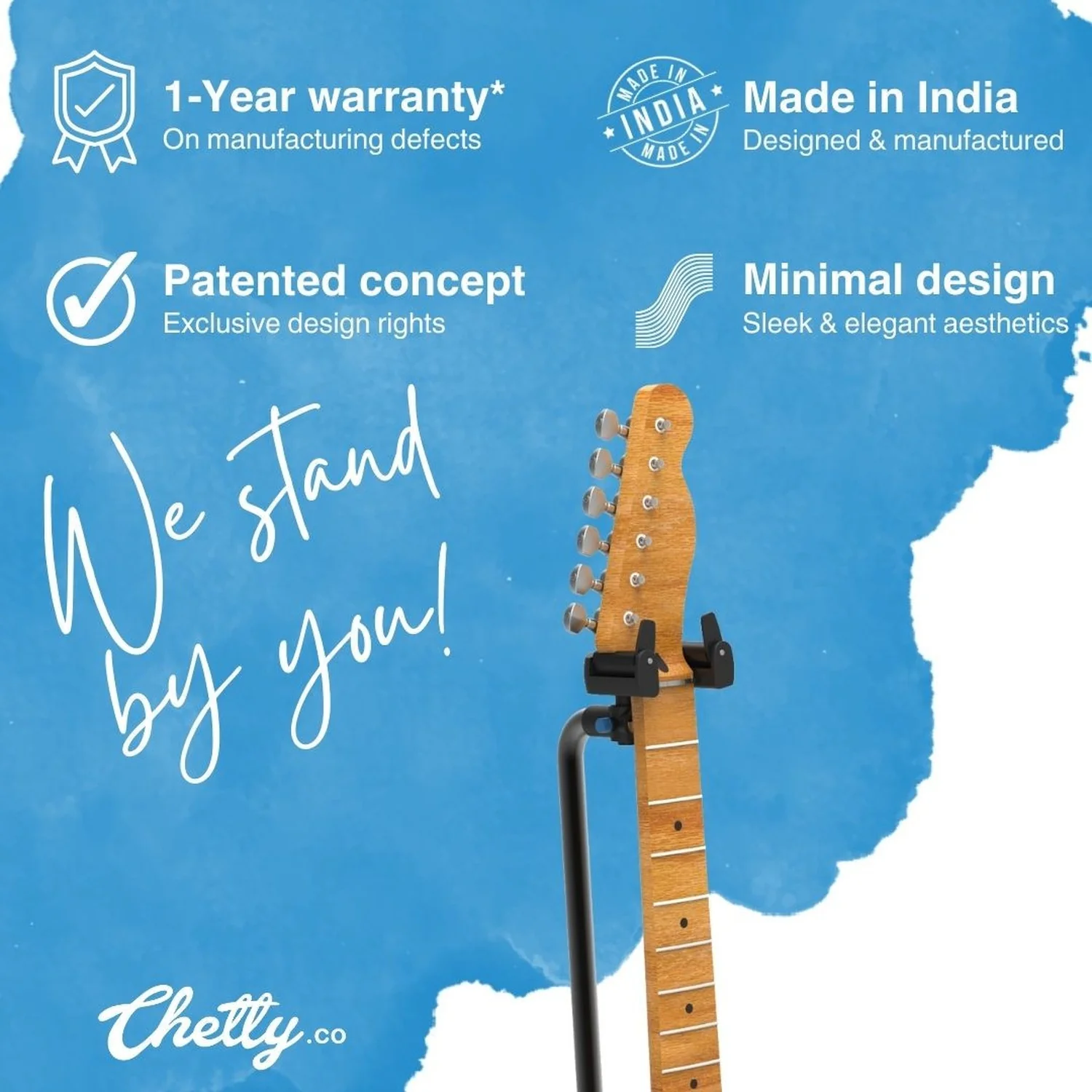 Chetty ST4 Single Guitar Stand with Detachable Guitar Mount and Safety Lock - Image 5