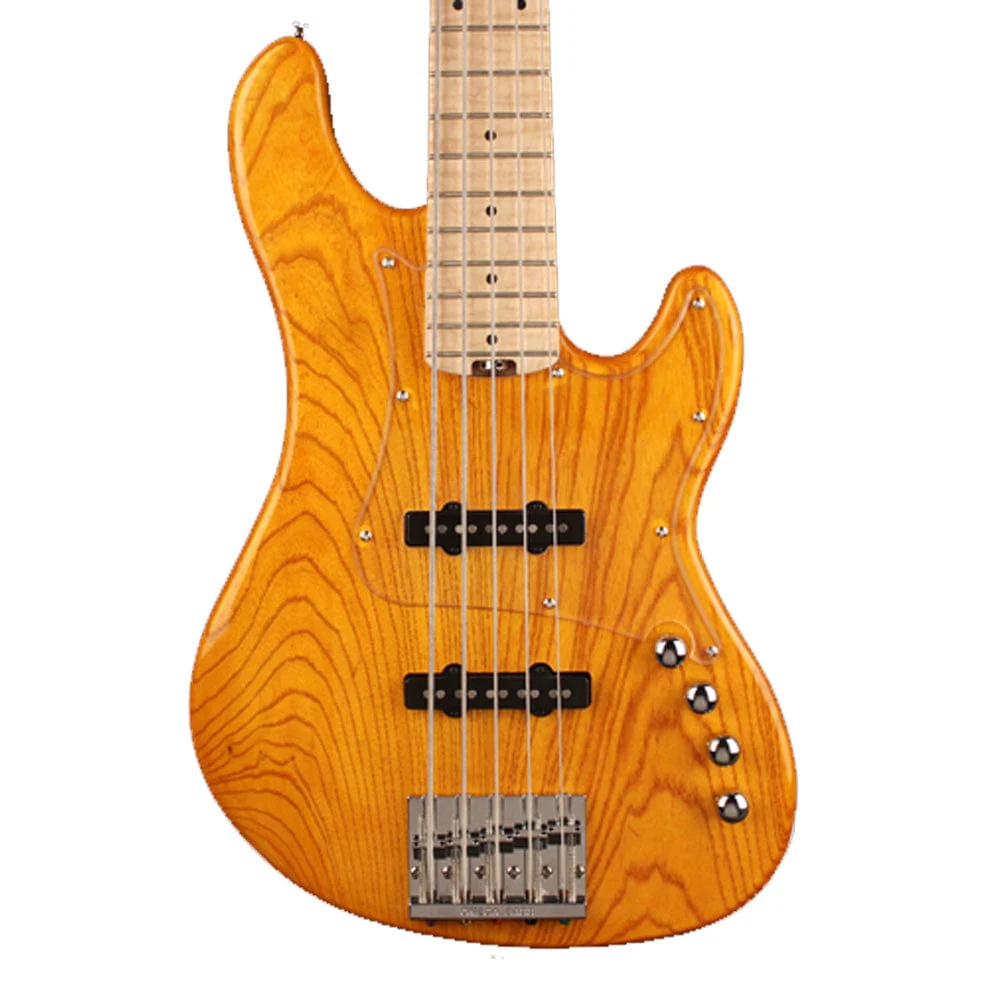 Cort GB75JJ 5-String Double Cutaway Bass Guitar - Amber - Image 2