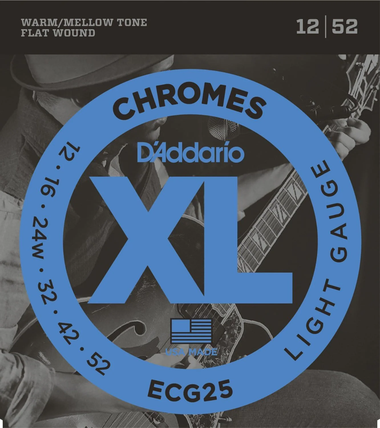 D'Addario ECG25 Electric Guitar Strings - Chromes Flat Wound, Light