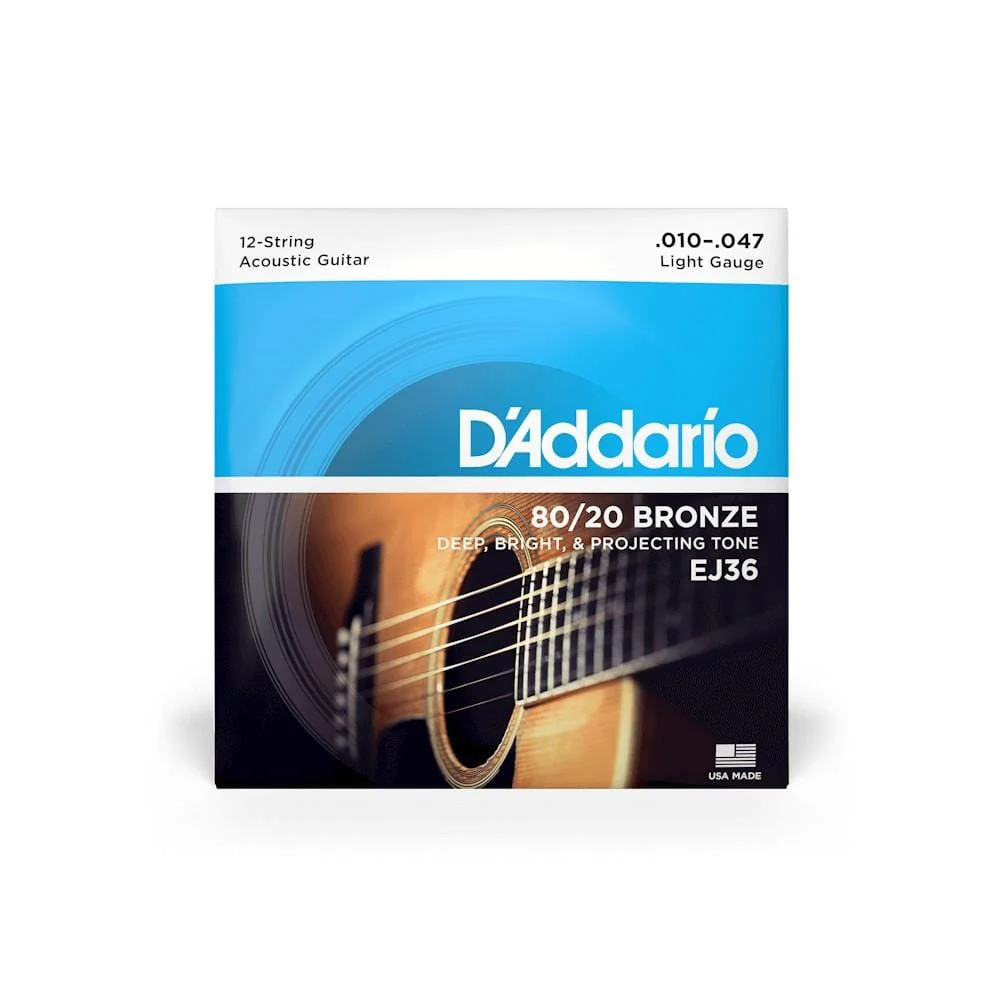 D'Addario EJ36 80/20 Bronze Light Acoustic Guitar 12 String Set