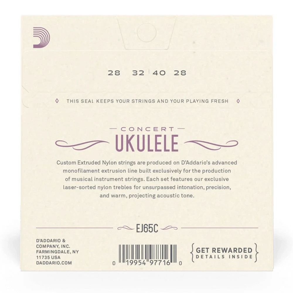D'Addario EJ65C Ukulele Strings - Pro-Art̩ Custom Extruded Nylon - Image 3