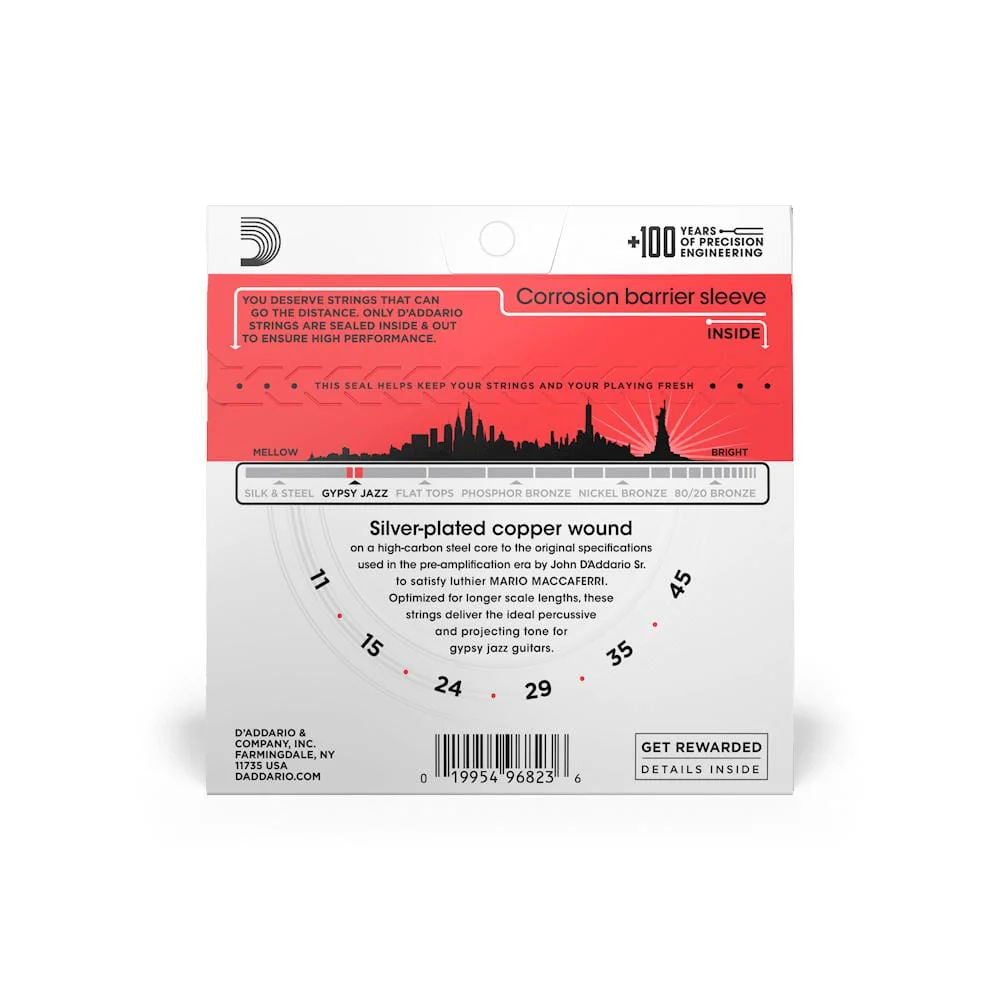 D'Addario EJ84M SET Gypsy Jazz Silver Medium Acoustic Guitar String Set - Image 3