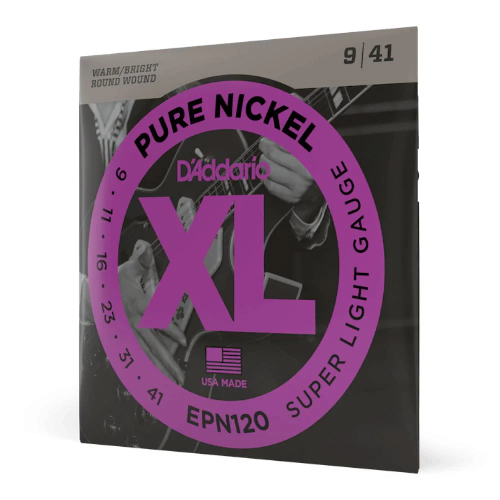 D'Addario EPN120 XL Pure Nickel Wound Super Light Electric Guitar Strings 09-41 - Image 2