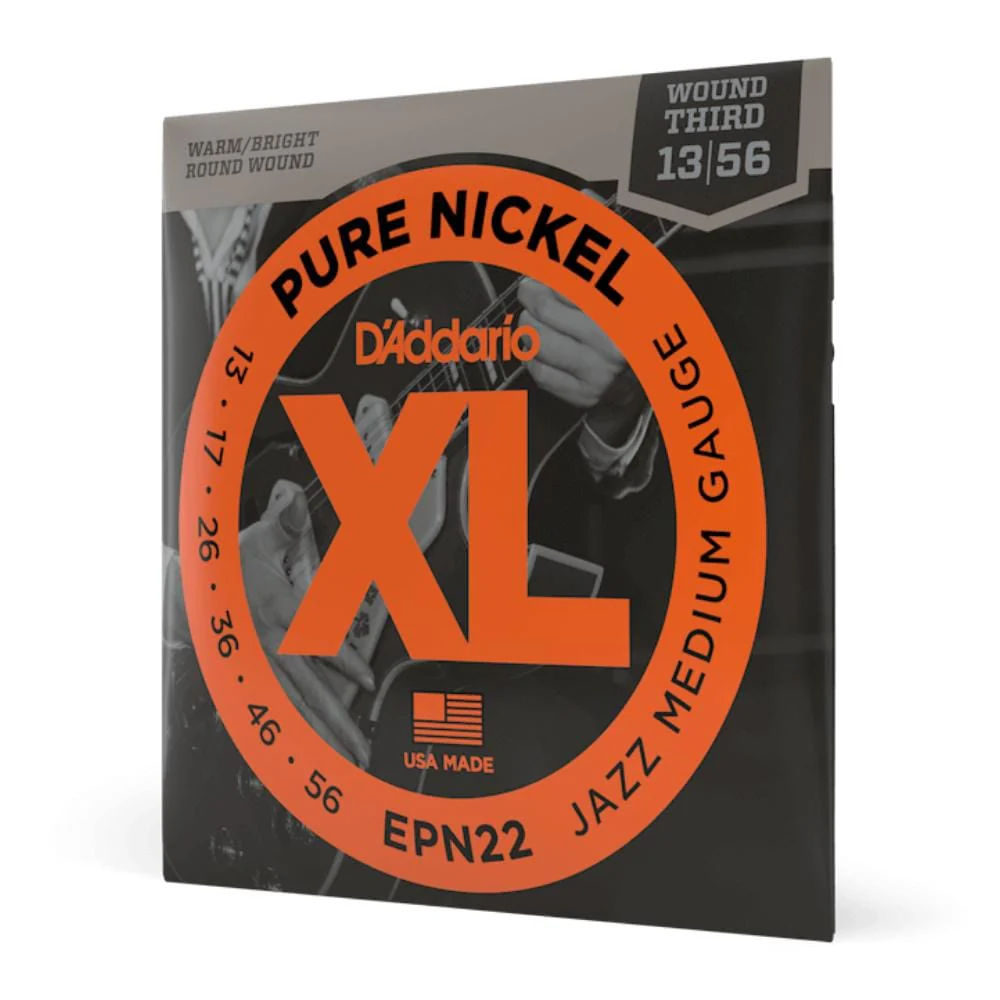 D'Addario EPN22 XL Pure Nickel Wound Jazz Medium Electric Guitar Strings 13-56 - Image 2