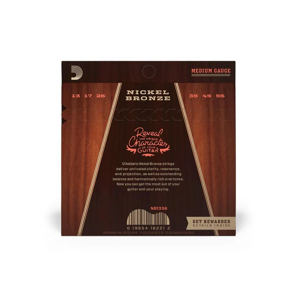 D'Addario NB1356 Nickel Bronze Medium Acoustic Guitar String Set - Image 3