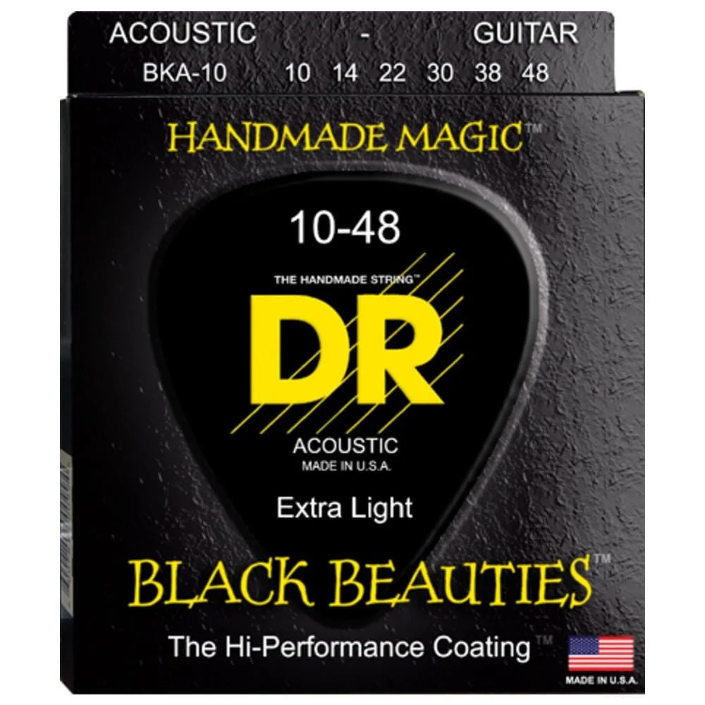 DR Strings Black Beauties Black Colored Acoustic Guitar Strings