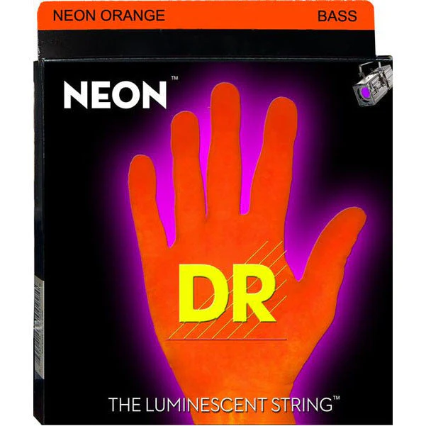 DR Strings NOB-45, Medium, for 4 String Bass - NEON HiDef Orange - 0.45-0.105