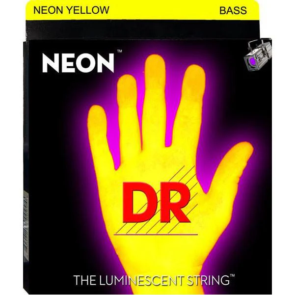 DR Strings NYB-45 Medium 4-String bass strings - NEON HiDef Yellow - 0.45-0.105