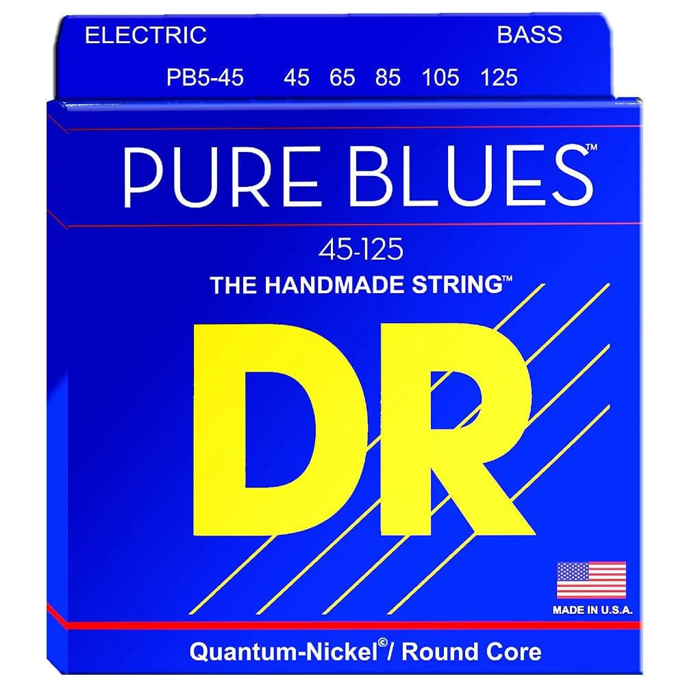DR Strings PB545 Pure Blues Medium 5 String Bass Guitar String Set - 45-125