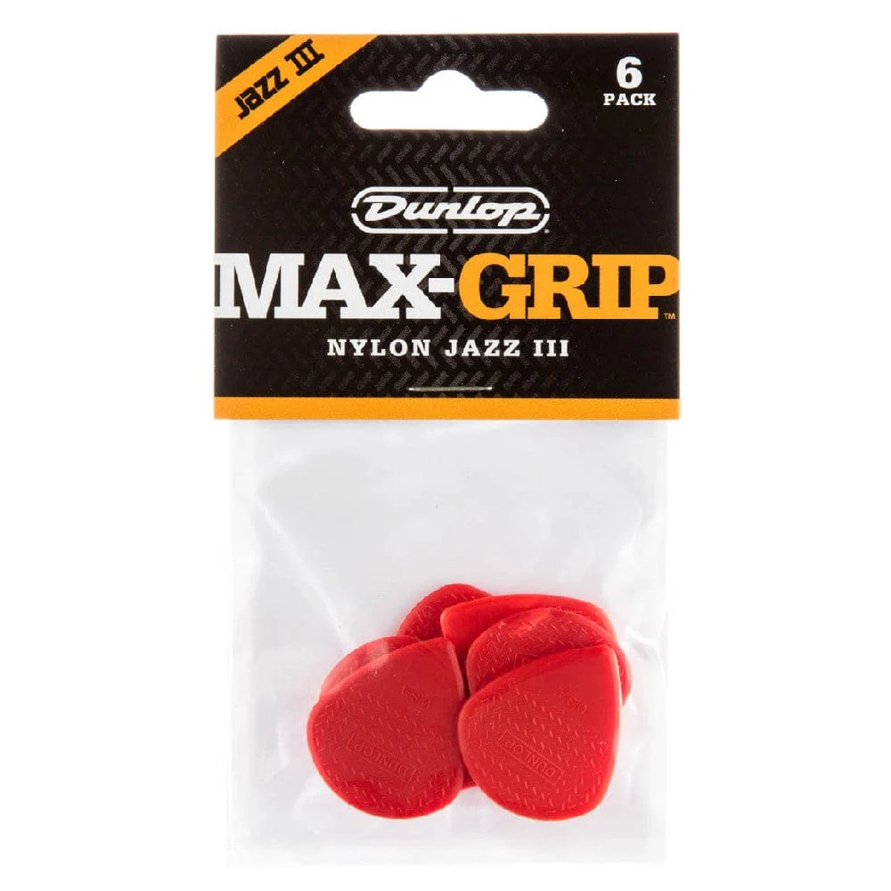 Dunlop 471R3N Nylon Max Grip Jazz III Guitar Picks - Pack of 6 - Image 4
