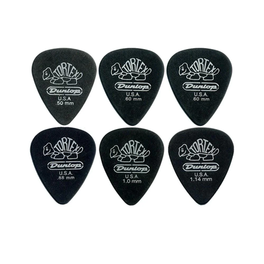 Dunlop 4880 Pitch Black Tortex Standard Picks- Pack of 6
