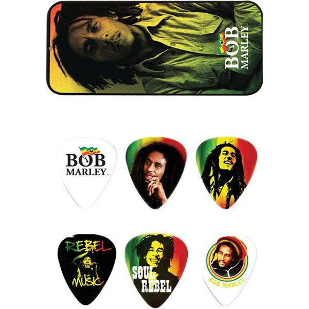 Dunlop BOB-PT02H Bob Marley Rasta Man Pick Tin with Pack of 6 - Heavy