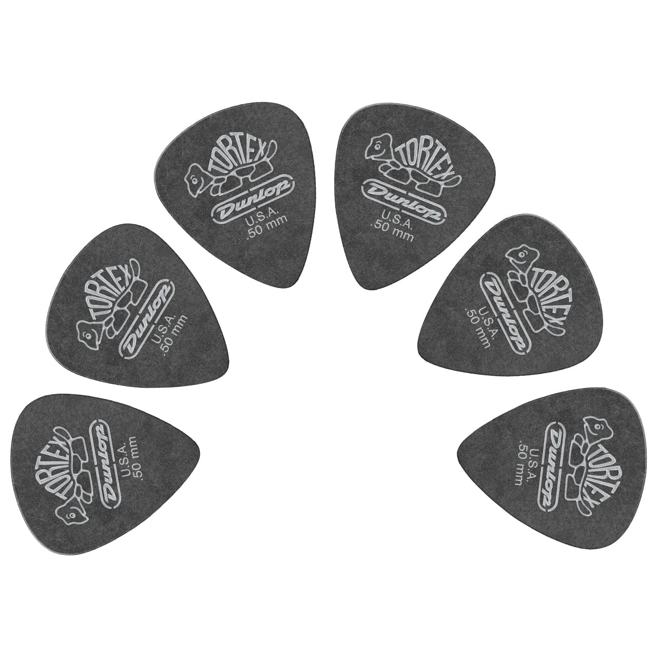 Dunlop 482R Tortex Pitch Black Jazz Guitar Picks - Set of 6