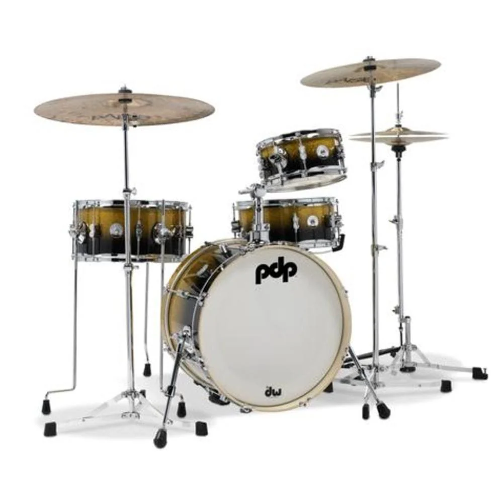 Dw Drum Workshop PDDJ1804YBPK PDP 4-Piece Daru Jones New Yorker Acoustic Drum Set With Bag- Gold to Black