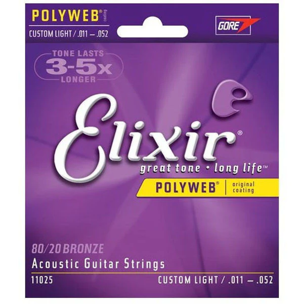 Elixir 11025 Polyweb Acoustic Guitar Strings - Custom Light