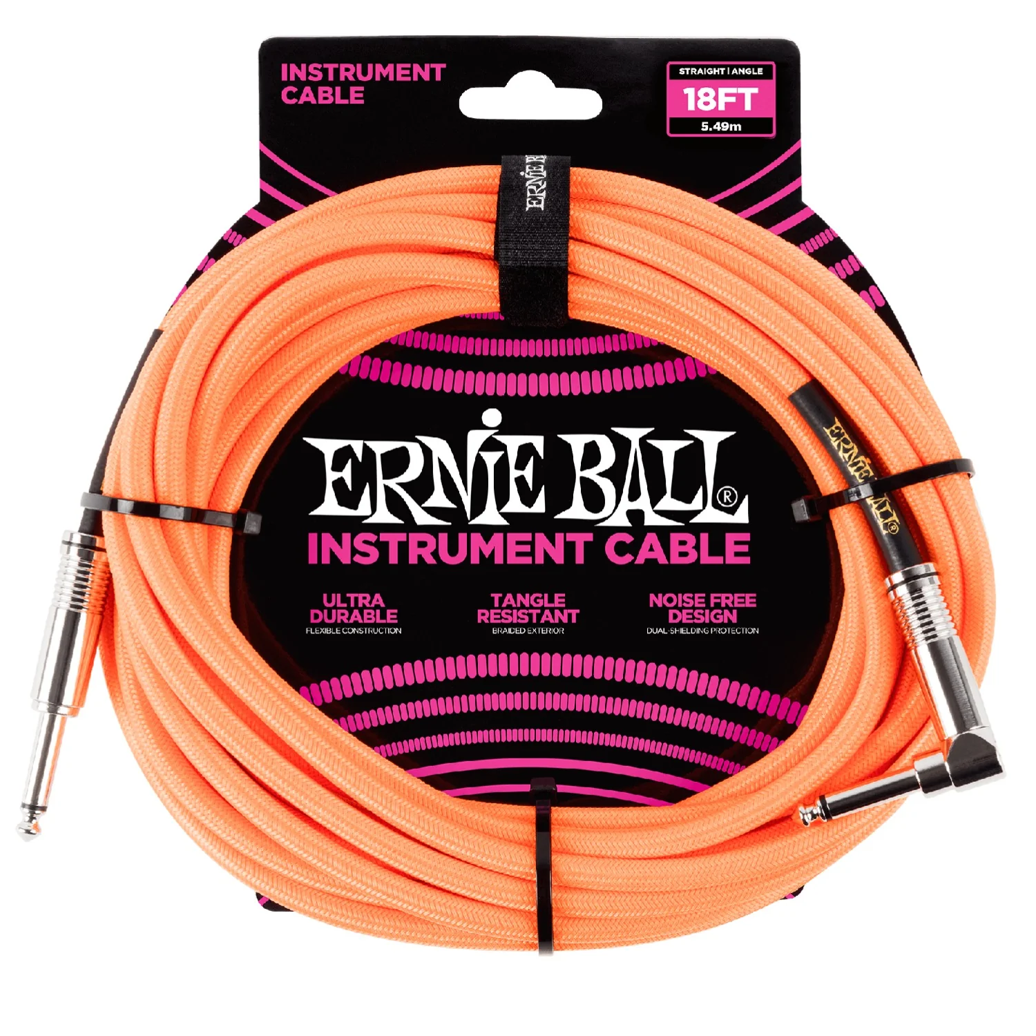 Ernie Ball 18' Braided Straight Angle Instrument Cable - Image 4
