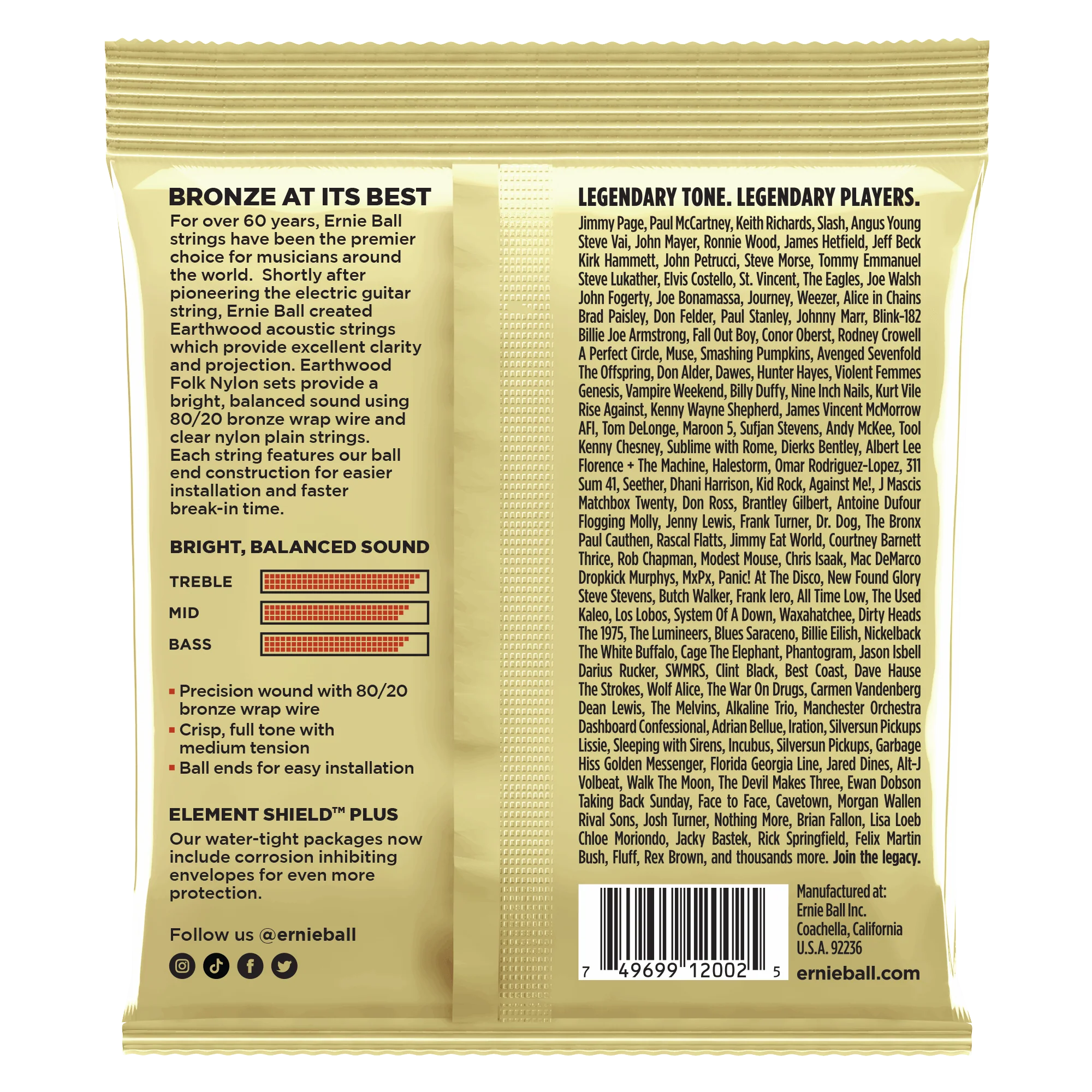 Ernie Ball 2002 Earthwood Acoustic Guitar Strings,80/20 Bronze, Medium - 0.13-0.56 - Image 2
