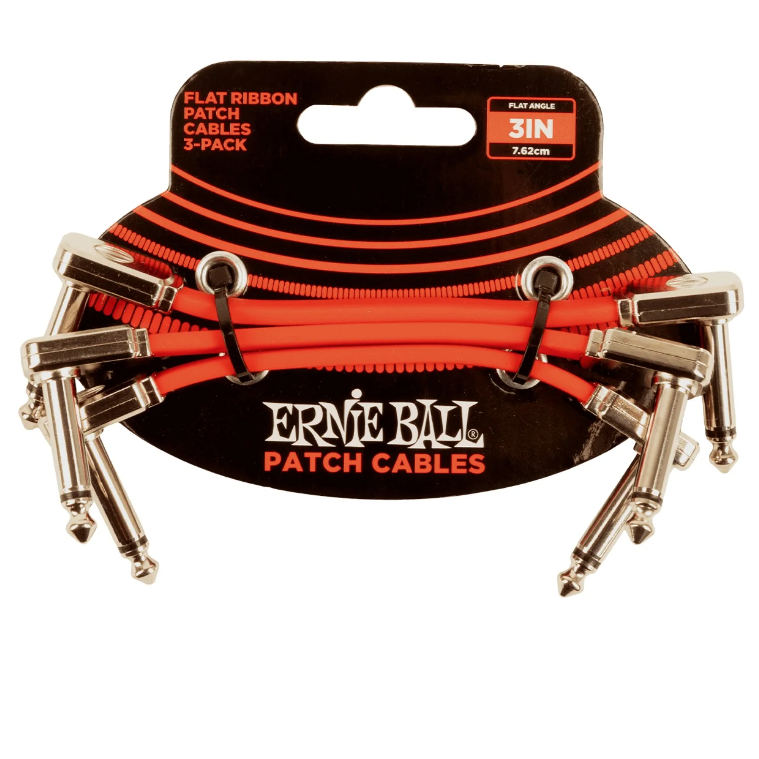 Ernie Ball 6401 3" Flat Ribbon Patch Cable - Red - Pack of 3