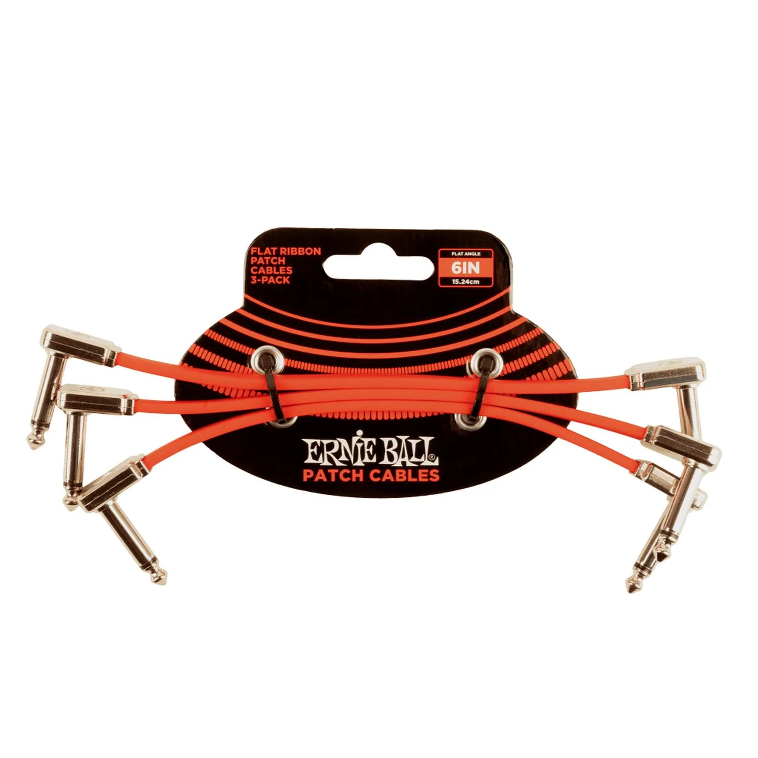 Ernie Ball 6402 6" Flat Ribbon Patch Cable - Red - Pack of 3