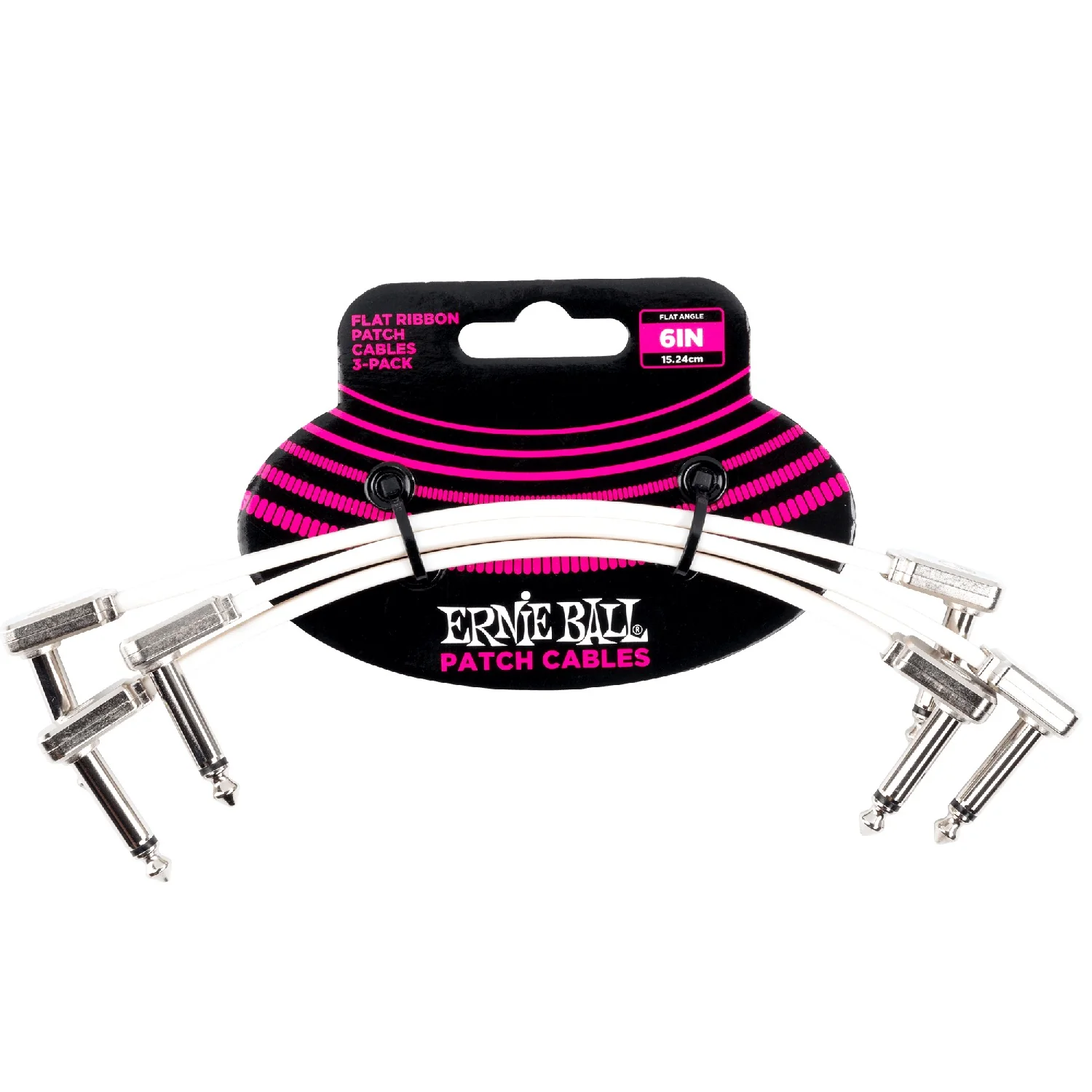 Ernie Ball Flat Ribbon Patch Cable - White Pack of 3 - Image 6