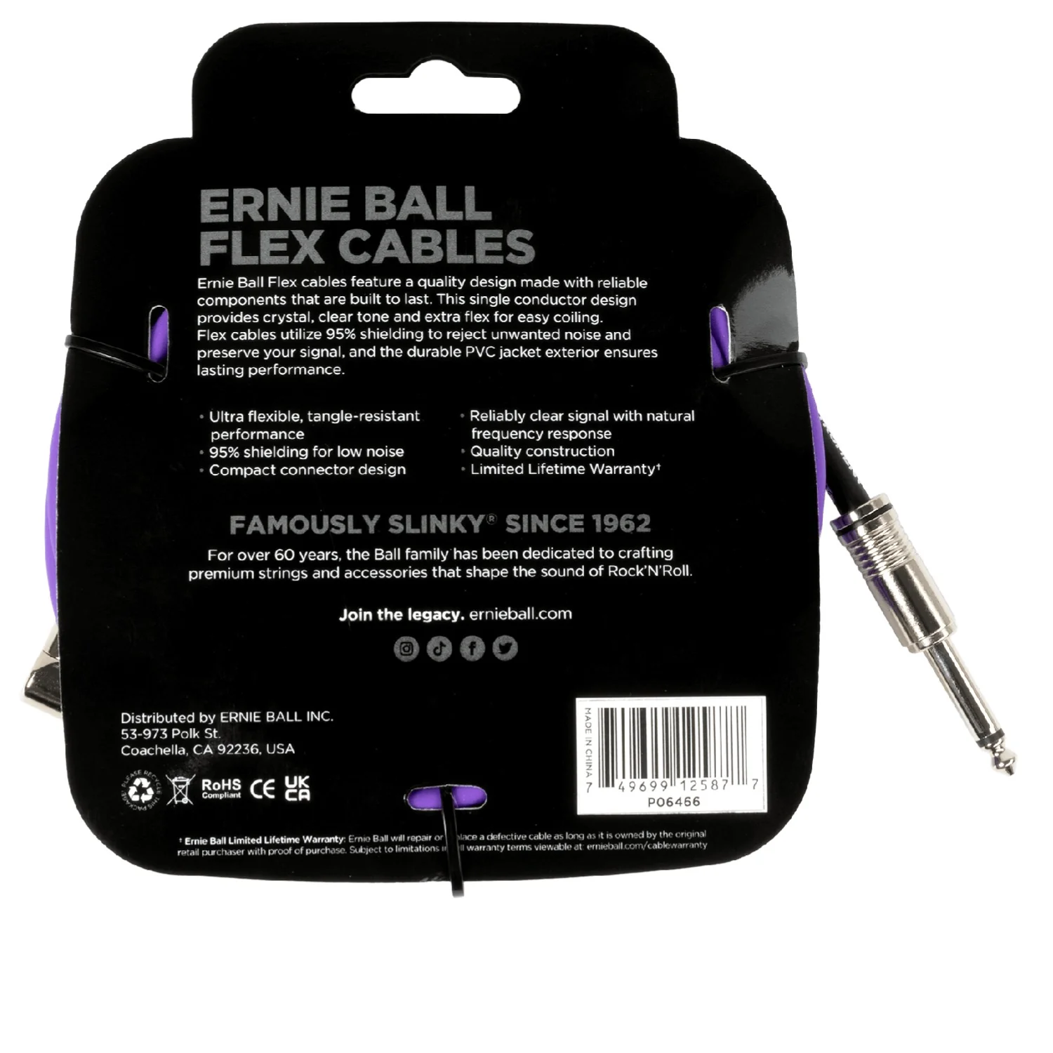 Ernie Ball Flex 20Ft Straight Angle Instrument Cable - Image 2