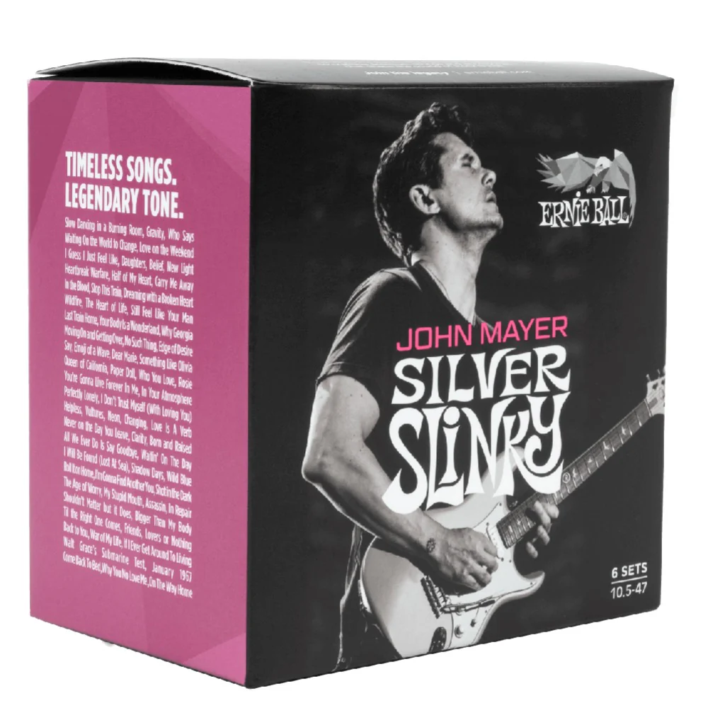 Ernie Ball John Mayer Silver Slinky Electric Guitar Strings - Pack of 6 - 10.5-47 - Image 3