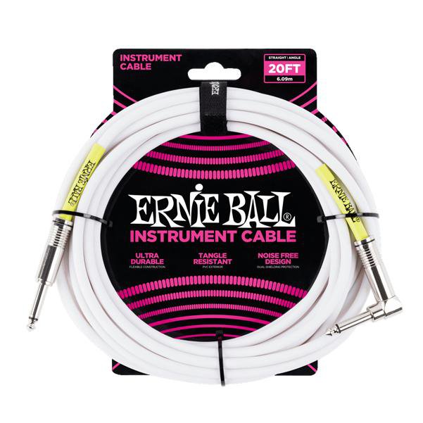 Ernie Ball Ultradurable Straight-Angle Instrument Cable - White