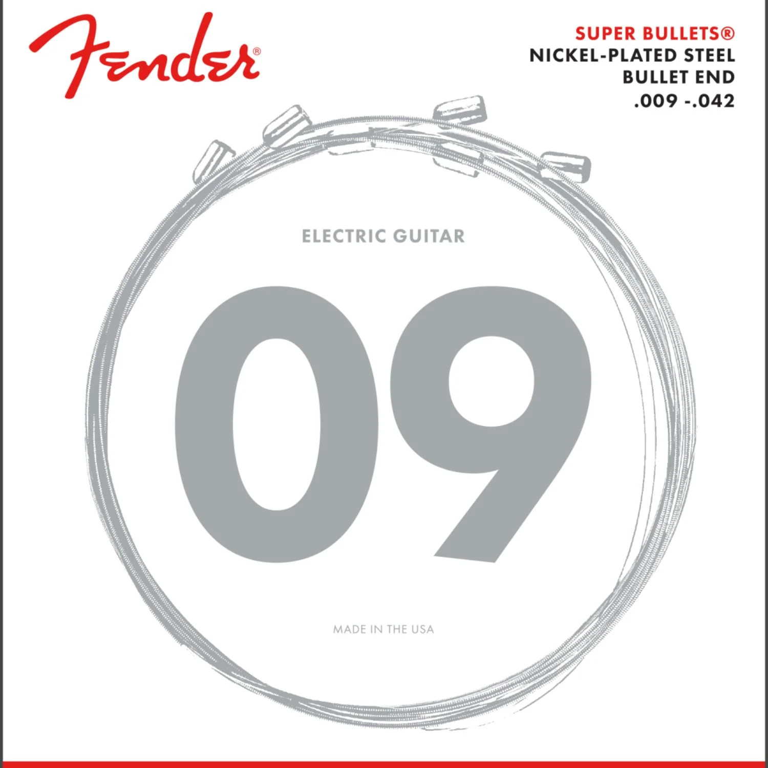 Fender 3250L Super Bullets Nickel Plated Steel Bullet End Electric Guitar Strings - 9-42