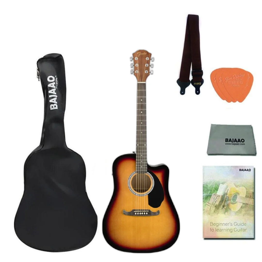 Fender FA-125CE Dreadnought Electro Acoustic Guitar with Dust Cover, Strap, Picks ,Polishing Cloth & Ebook - Image 6