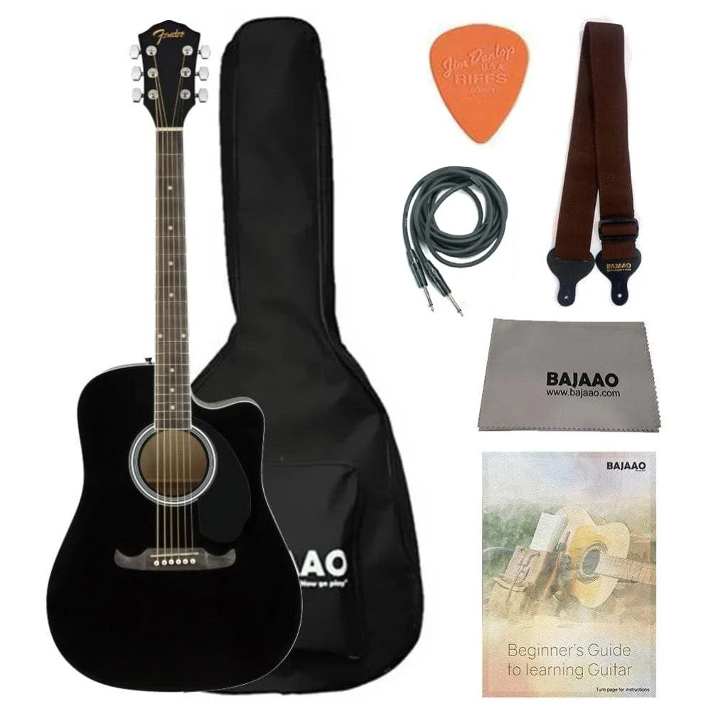Fender FA-125CE Dreadnought Electro Acoustic Guitar Bundle With Gigbag, Cable, Picks, Strap and Polishing Cloth - Image 3