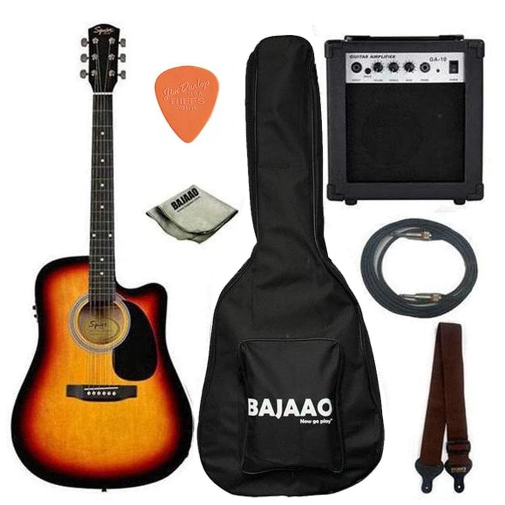 Fender Squier SA-105CE Electro - Acoustic Guitar Bundle with Guitar Amplifier