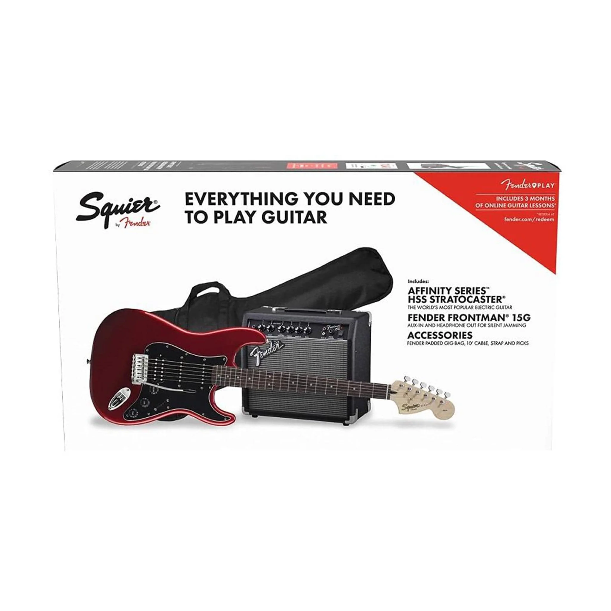 Fender Squier Affinity Series 6 String Stratocaster HSS Electric Guitar Pack With Gigbag & Amplifier - Image 9