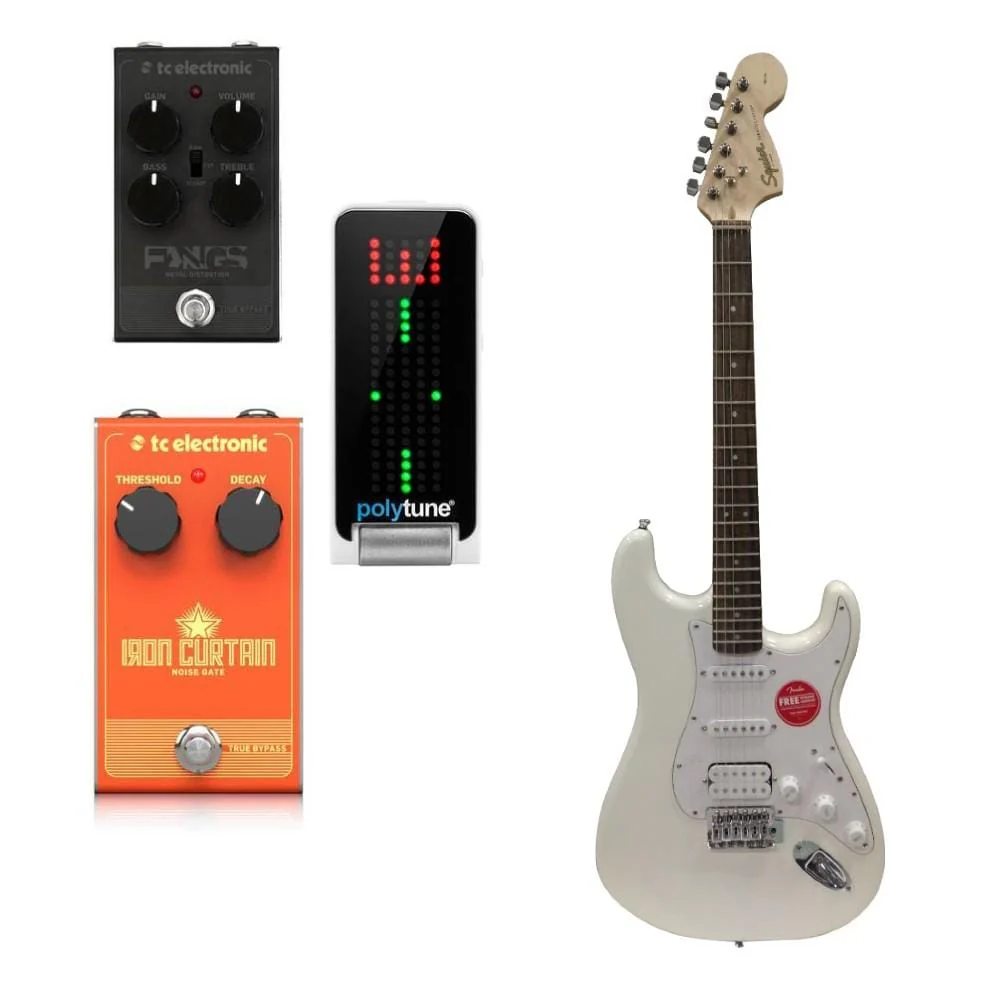 Fender Squier Affinity Series Stratocaster HSS Electric Guitar With Pedals Bundle
