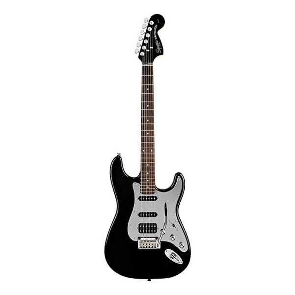Fender Squier Black and Chrome Standard Stratocaster HSS Electric Guitar - Black