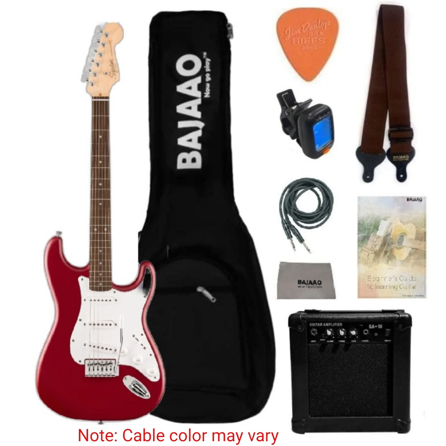 Fender Squier Debut Stratocaster Electric Guitar with Amplifier, Gigbag, Tuner, Strap, Picks, Cable, Polishing Cloth & Ebook - Image 16