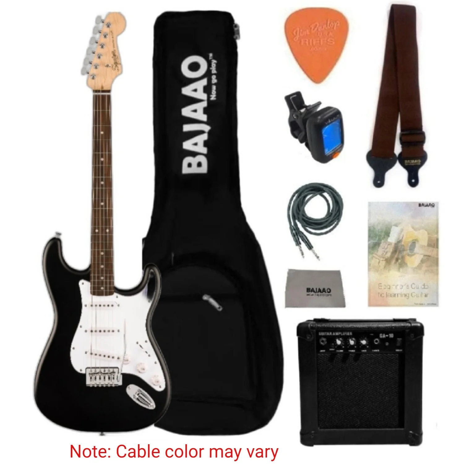 Fender Squier Debut Stratocaster Electric Guitar with Amplifier, Gigbag, Tuner, Strap, Picks, Cable, Polishing Cloth & Ebook - Image 9